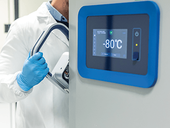 A thermostat display in a laboratory
