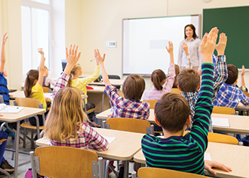 Students in an elementary school classroom